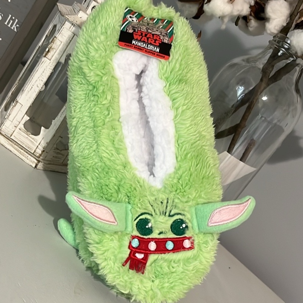 Star Wars Mandalorian Slippers Christmas Fuzzy Babba House Shoes Green One Size